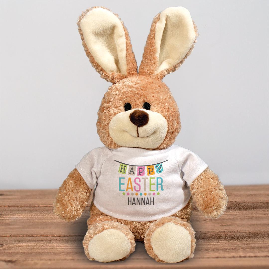 Personalized Name Happy Easter Banner Brown Bunny