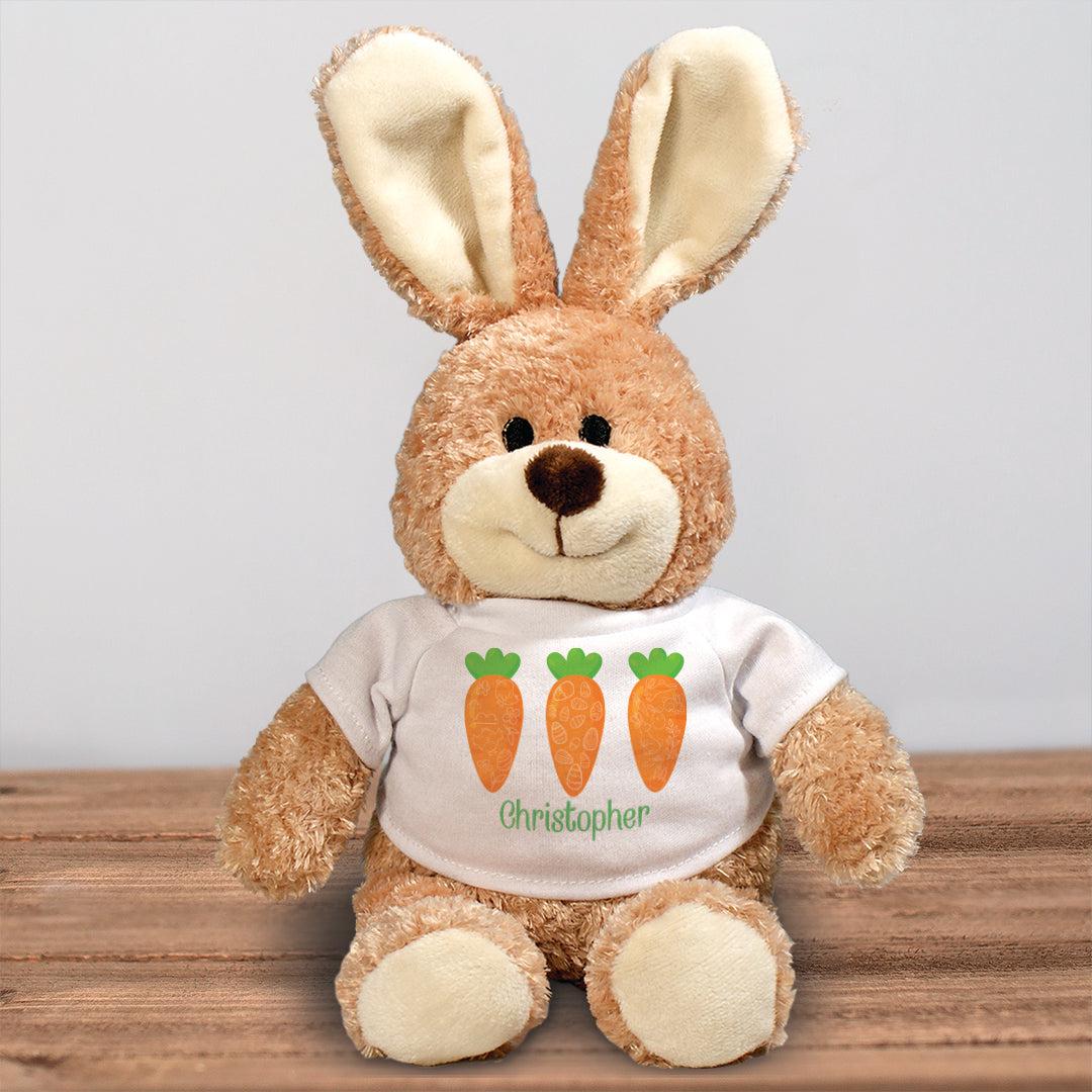 Personalized Name Patterned Carrots with Name Brown Bunny