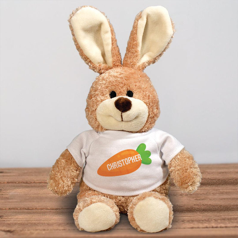 Personalized Name Angled Carrot with Name Brown Bunny