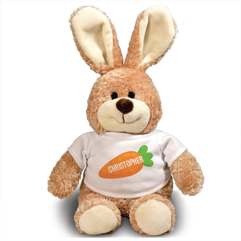 Personalized Name Angled Carrot with Name Brown Bunny