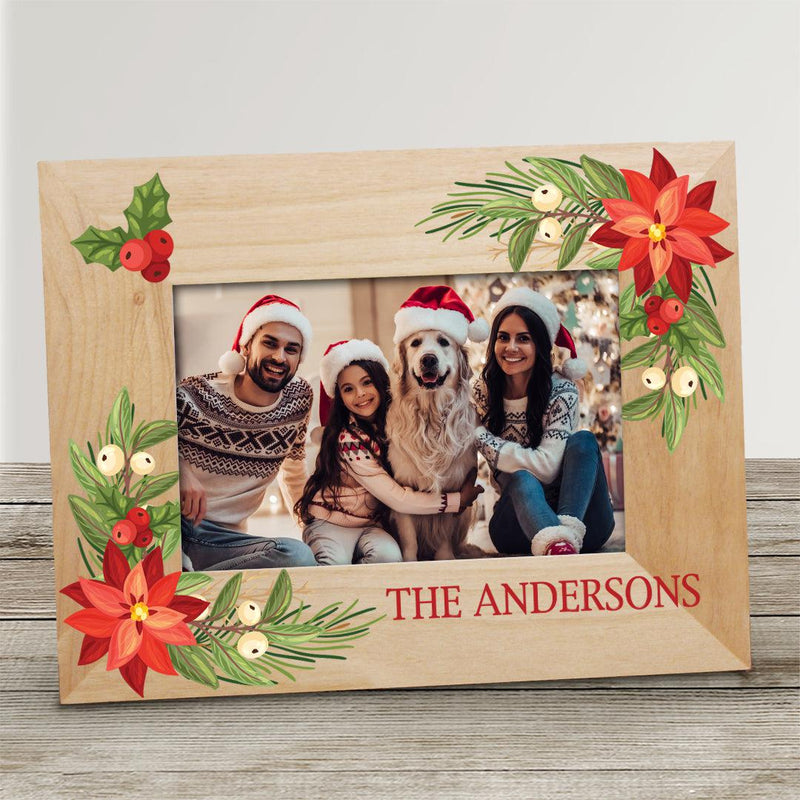 Personalized Merry Christmas Floral Picture Frame