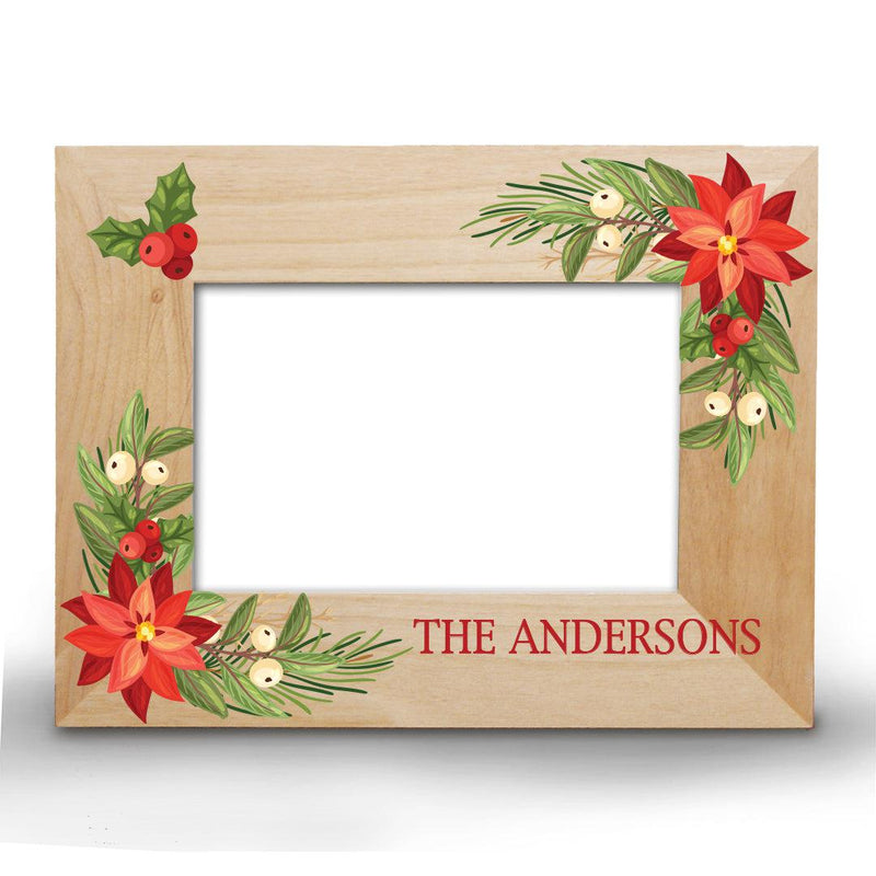 Personalized Merry Christmas Floral Picture Frame