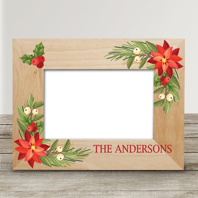 Personalized Merry Christmas Floral Picture Frame