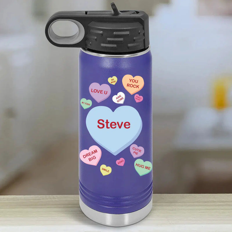 Personalized Kids Water Bottle Tumblers - Candy Heart -  - Lazerworx