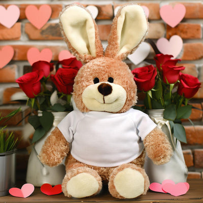 Personalized Valentine's Day Brown Stuffed Bunny - - Gifts For You Now