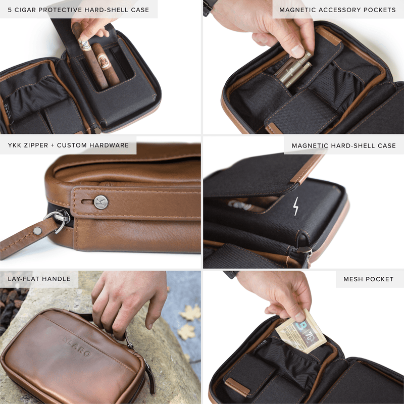 Flint Travel Leather Cigar Case - - Case Elegance