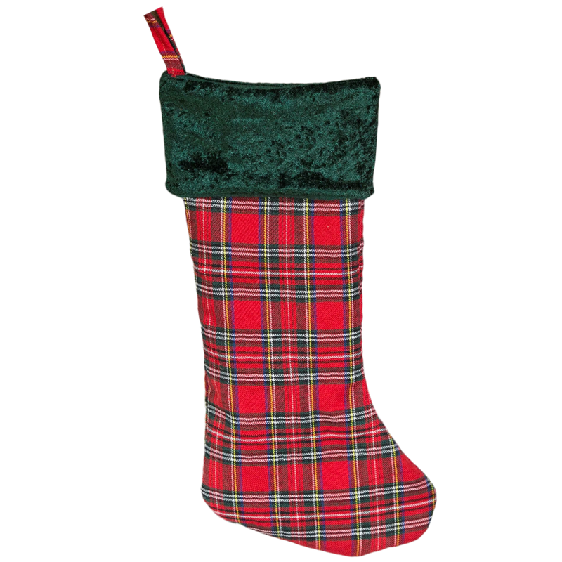 Personalized Red And Green Plaid Stockings - Printed -  - Wingpress Designs