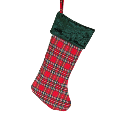 Personalized Red And Green Plaid Stockings - Printed -  - Wingpress Designs