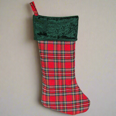 Personalized Red And Green Plaid Stockings - Printed -  - Wingpress Designs