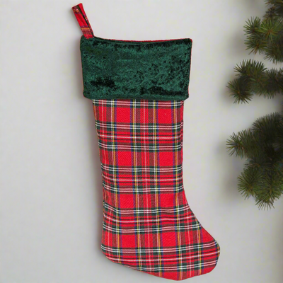 Personalized Red And Green Plaid Stockings - Printed - Green - Wingpress Designs