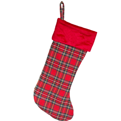 Personalized Red And Green Plaid Stockings - Printed -  - Wingpress Designs