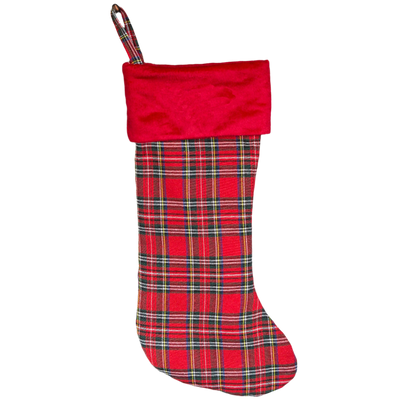 Personalized Red And Green Plaid Stockings - Printed -  - Wingpress Designs