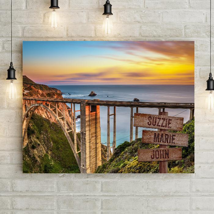 Personalized California Bixby Creek Bridge, Big Sur Highway Premium Canvas -  - Lazerworx