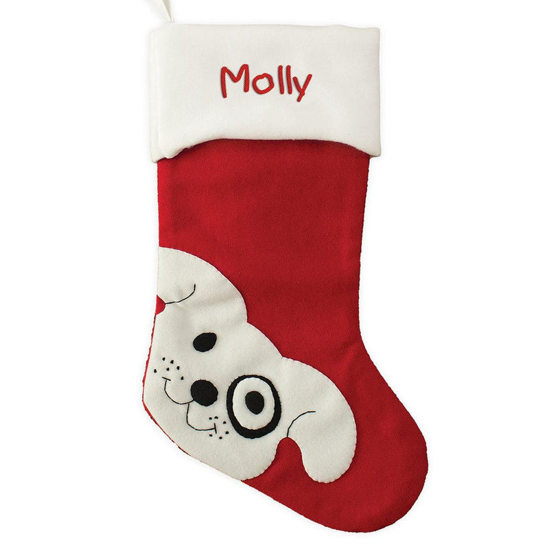 Personalized Red Wool Puppy Dog Stocking -  - Gifts For You Now