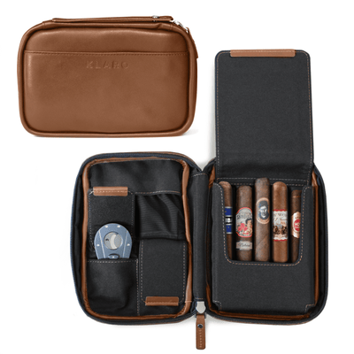 Flint Travel Leather Cigar Case - - Case Elegance