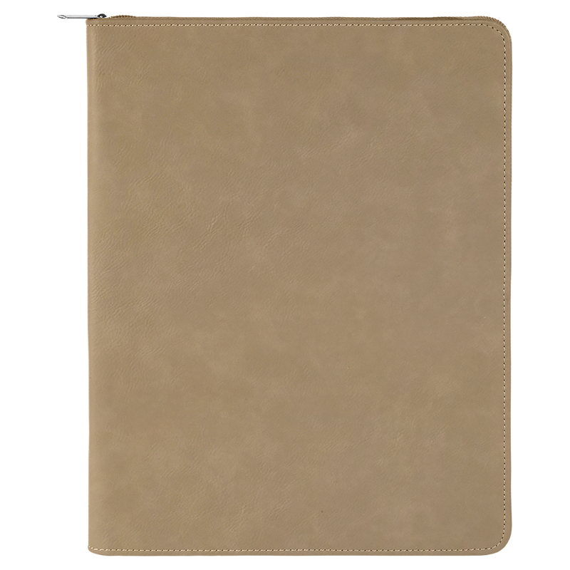 Personalized Portfolio with Zipper - Light Brown - Completeful