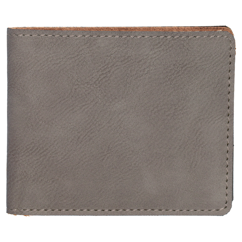 Personalized Bifold Leather Wallet - Grey - Completeful