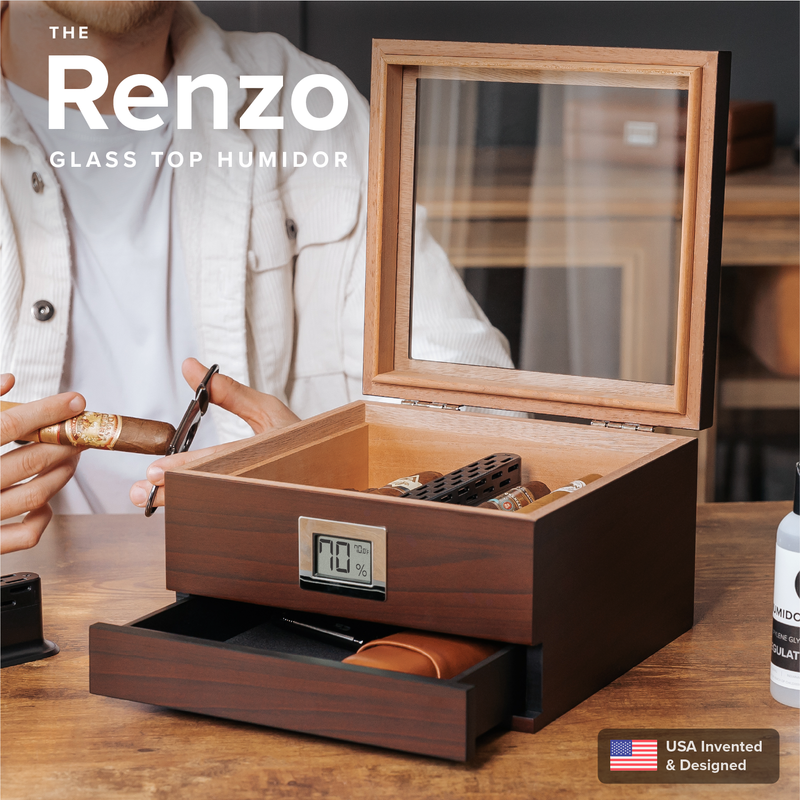 Renzo Glass Top Humidor - - Case Elegance