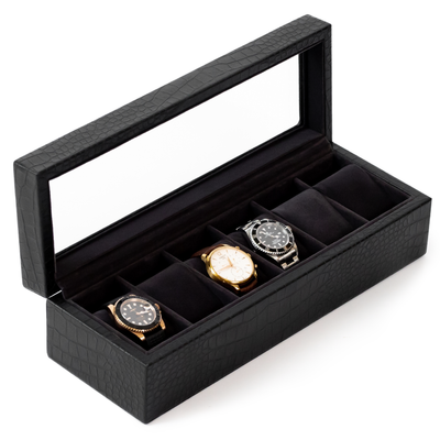 Faux Crocodile Watch Box - 6 Slot - - Case Elegance