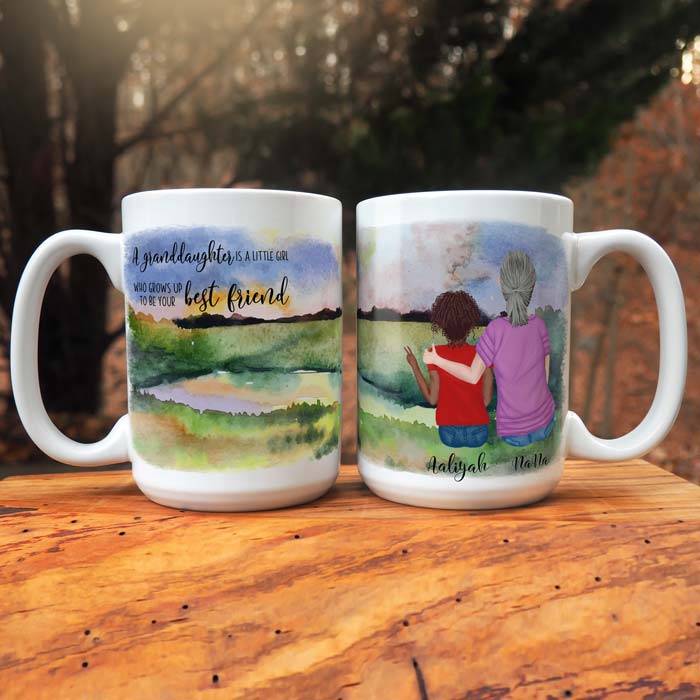 Personalized Watercolor Mom and Daughter Mug - - Lazerworx