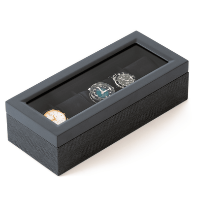 Herringbone Two-Toned Watch Box - 5 Slot - - Case Elegance