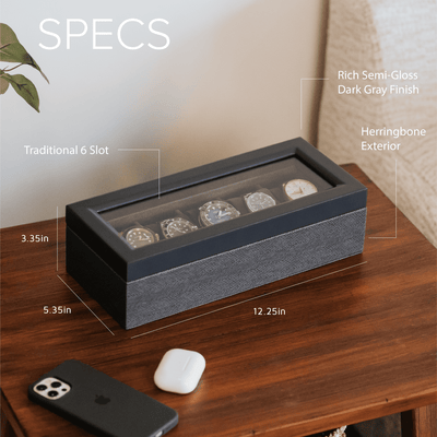 Herringbone Two-Toned Watch Box - 5 Slot - - Case Elegance