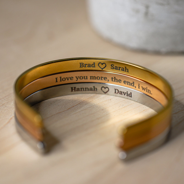 Engraved Cuff Bracelets - Custom Message - - Completeful