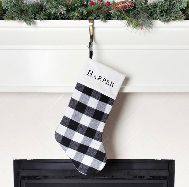 Personalized Red and Black Plaid Christmas Stockings -  - Wingpress Designs