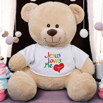 Personalized Kids Jesus Loves Me Stuffed Teddy Bear - 11" - Gifts For You Now