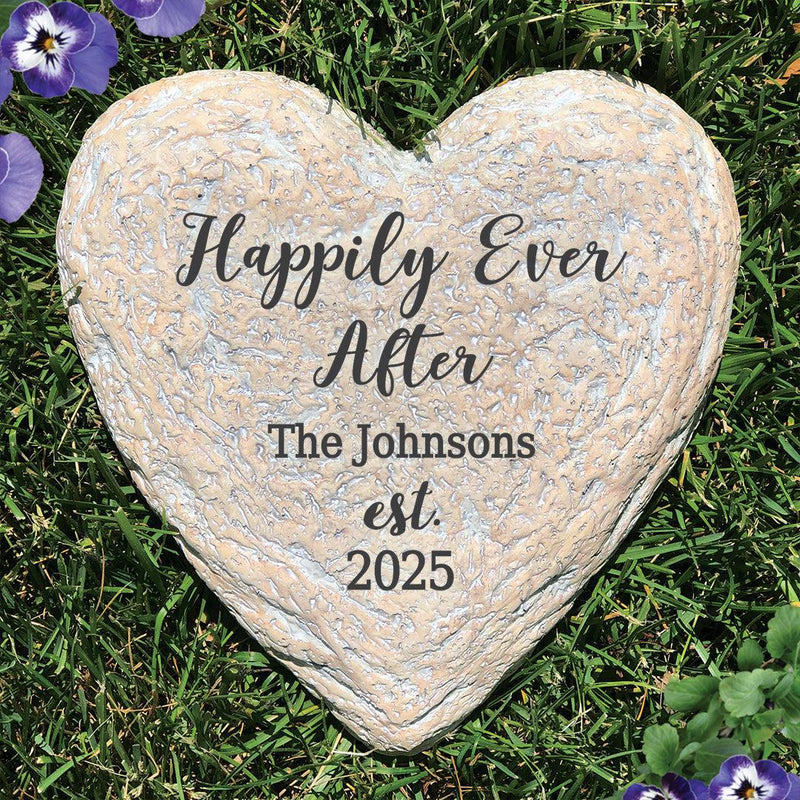 Personalized Happily Ever After Large Heart Shaped Garden Stone - - Gifts For You Now