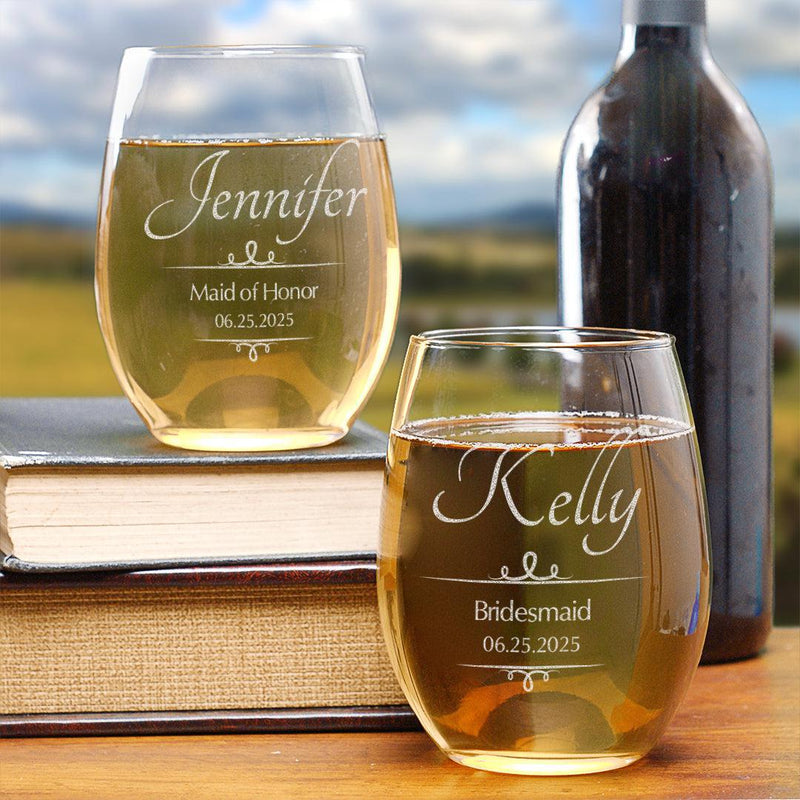 Personalized Bridal Party-Stemless Wine 17oz - - Gifts For You Now