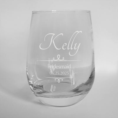 Personalized Bridal Party-Stemless Wine 17oz - - Gifts For You Now