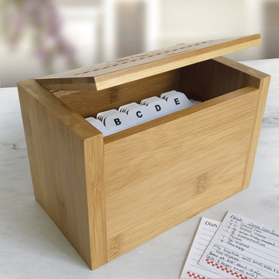 Personalized Family Bamboo Recipe Box - - Gifts For You Now