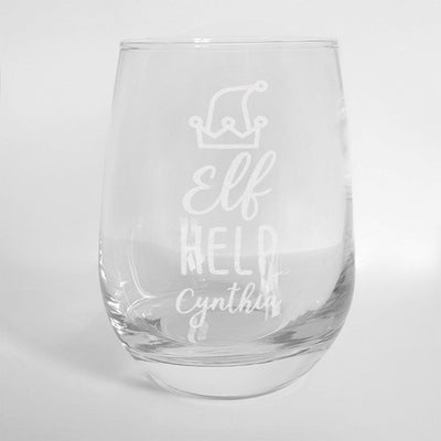 Personalized Elf Help Wine Glass -  - Gifts For You Now