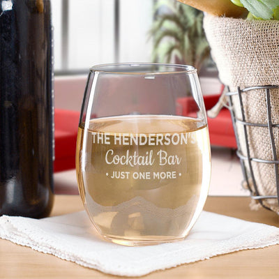 Personalized Cocktail Bar Stemless Wine 17oz - - Gifts For You Now