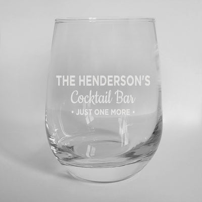 Personalized Cocktail Bar Stemless Wine 17oz - - Gifts For You Now