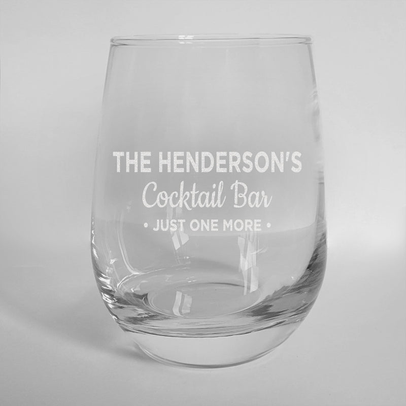 Personalized Cocktail Bar Stemless Wine 17oz - - Gifts For You Now