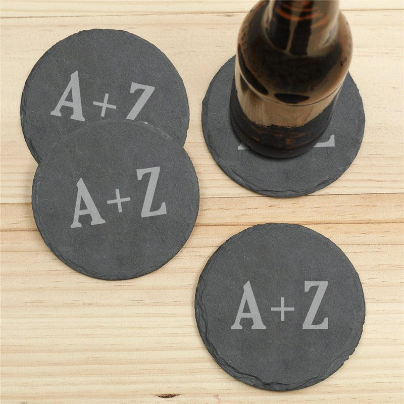 Personalized Wedding Slate Round Coasters- set of 4 - - Gifts For You Now