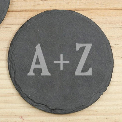 Personalized Wedding Slate Round Coasters- set of 4 - - Gifts For You Now