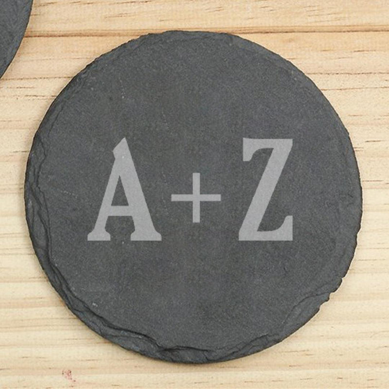 Personalized Wedding Slate Round Coasters- set of 4 - - Gifts For You Now