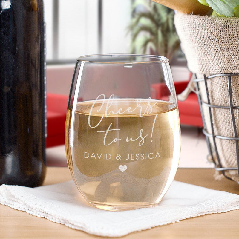 Personalized Cheers to Us Stemless Wine Glass 17oz - - Gifts For You Now