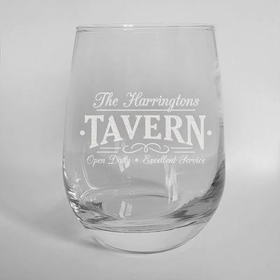 Personalized Chalkboard Farmhouse Tavern Stemless Wine 17oz - - Gifts For You Now