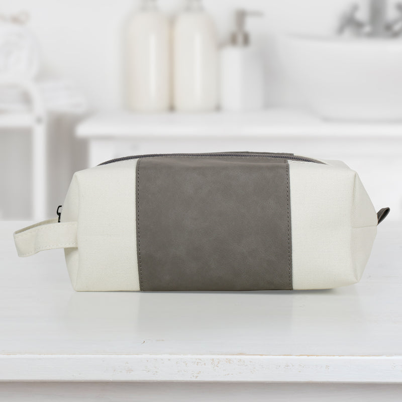 Personalized Vegan Leather Toiletry Bags - Gray - Gifts For You Now