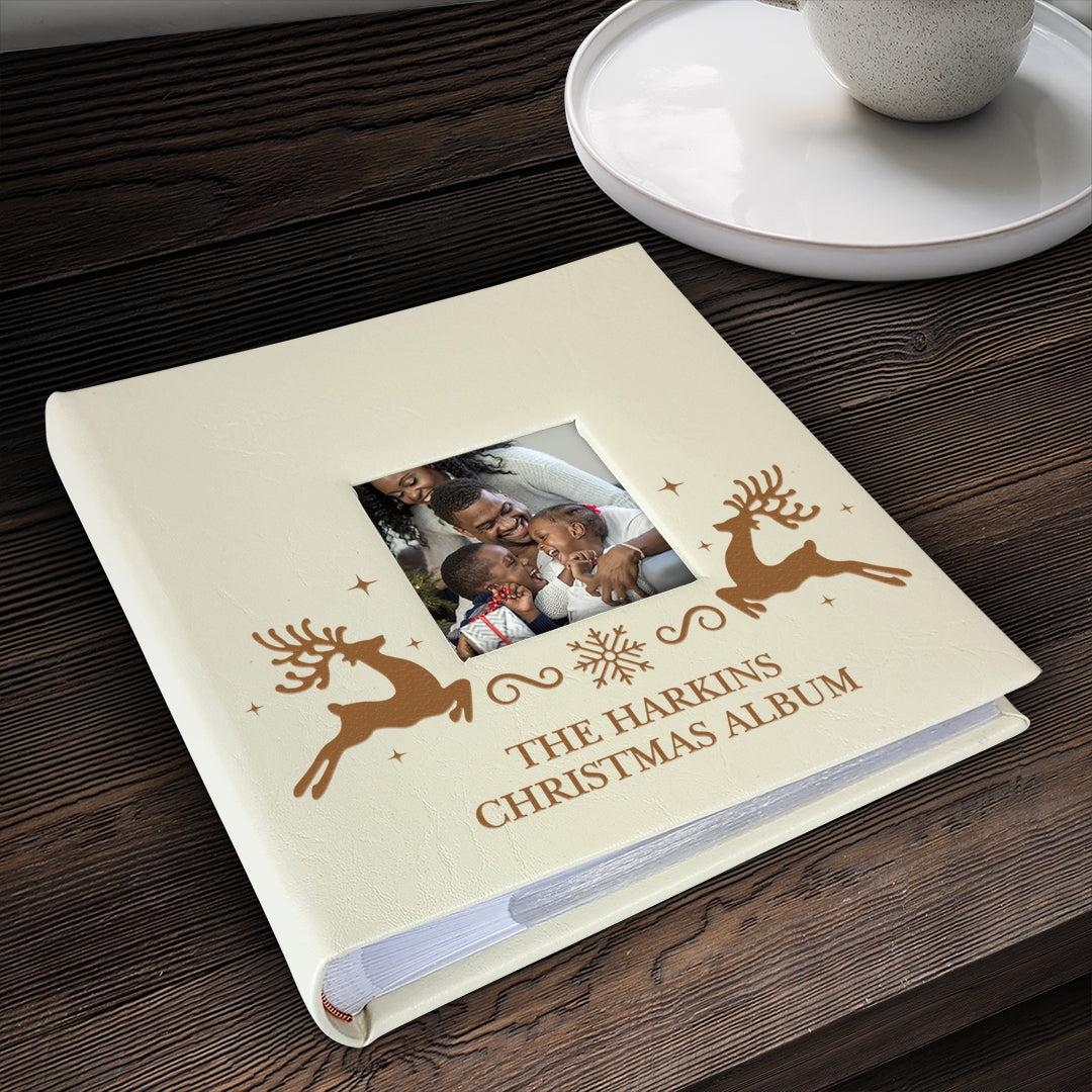 Personalized Reindeer Cream Leatherette Photo Album -  - Gifts For You Now