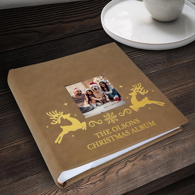 Personalized Reindeer Brown Leatherette Photo Album -  - Gifts For You Now