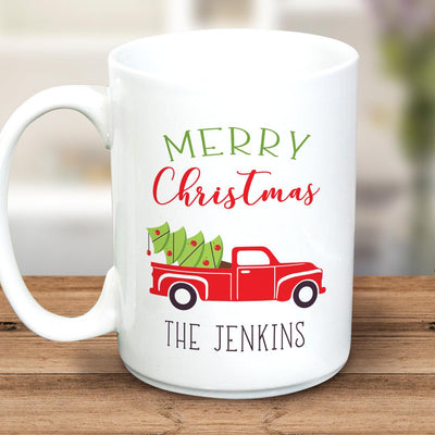 Personalized Red Truck Christmas Large Mug -  - Gifts For You Now