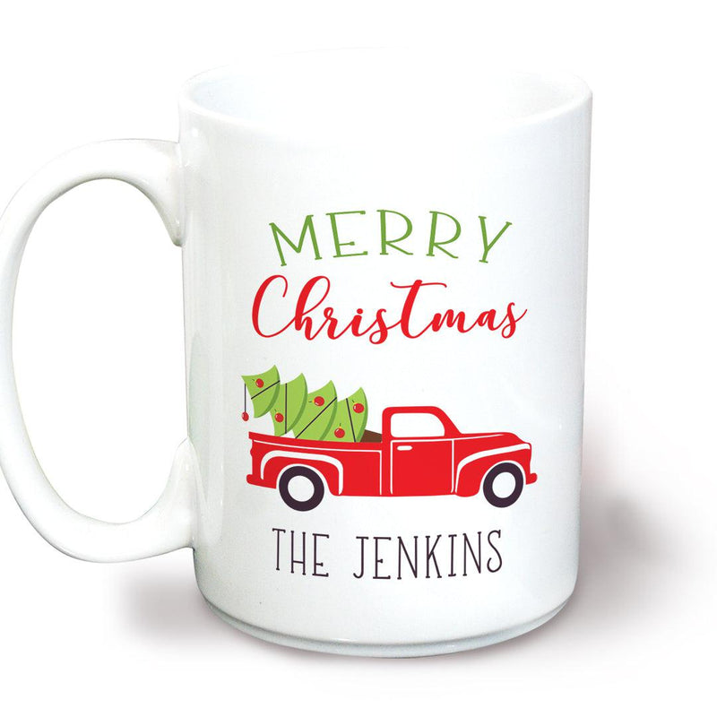 Personalized Red Truck Christmas Large Mug -  - Gifts For You Now