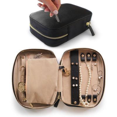 Large Travel Jewelry Organizer - Black - - Case Elegance