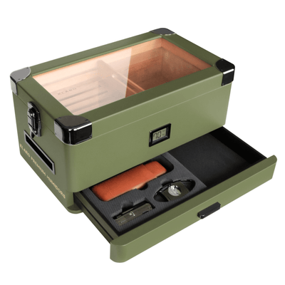 Military Glass Top Humidor - - Case Elegance