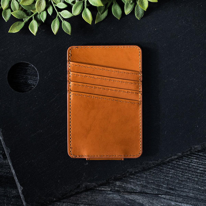Personalized Leather Magnetic Money Clip - Rawhide - Completeful
